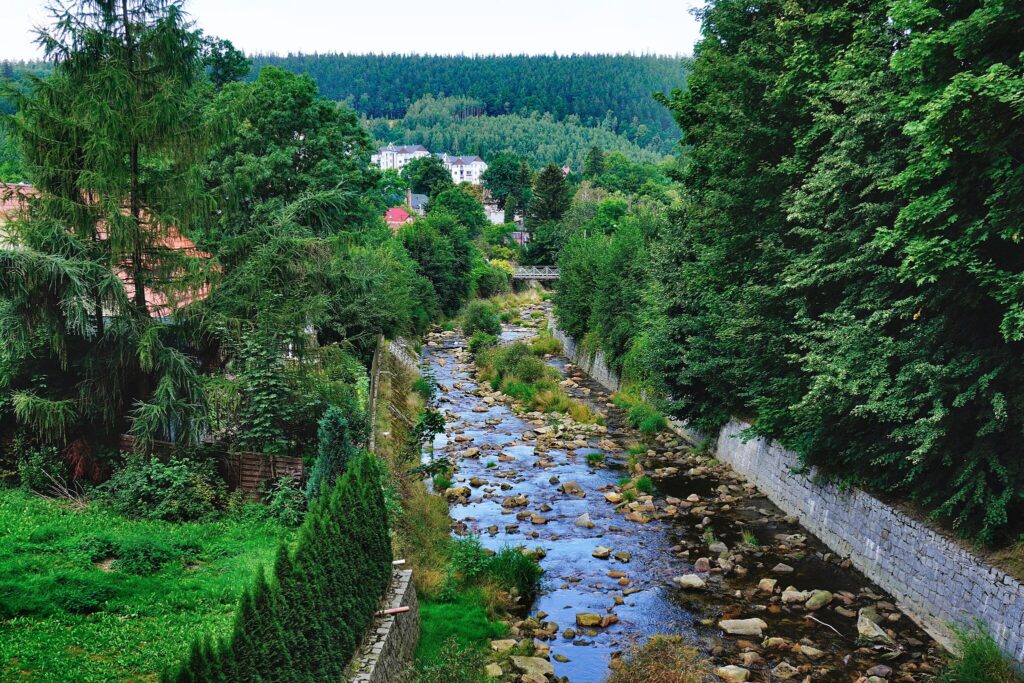 Widok na rzekę Kwisę płynącą przez Świeradów-Zdrój