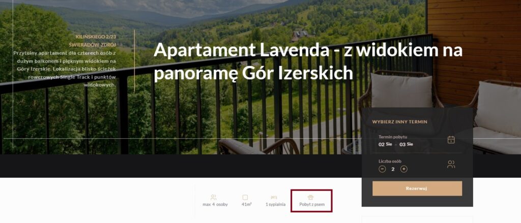 Widok na stronę apartamentu Lavenda w Świeradowie-Zdroju