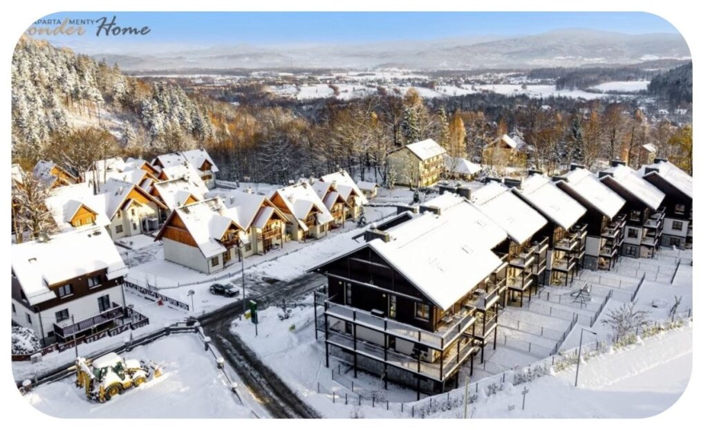 Zimowy widok ul. Myśliwska Karpacz Wonder Home