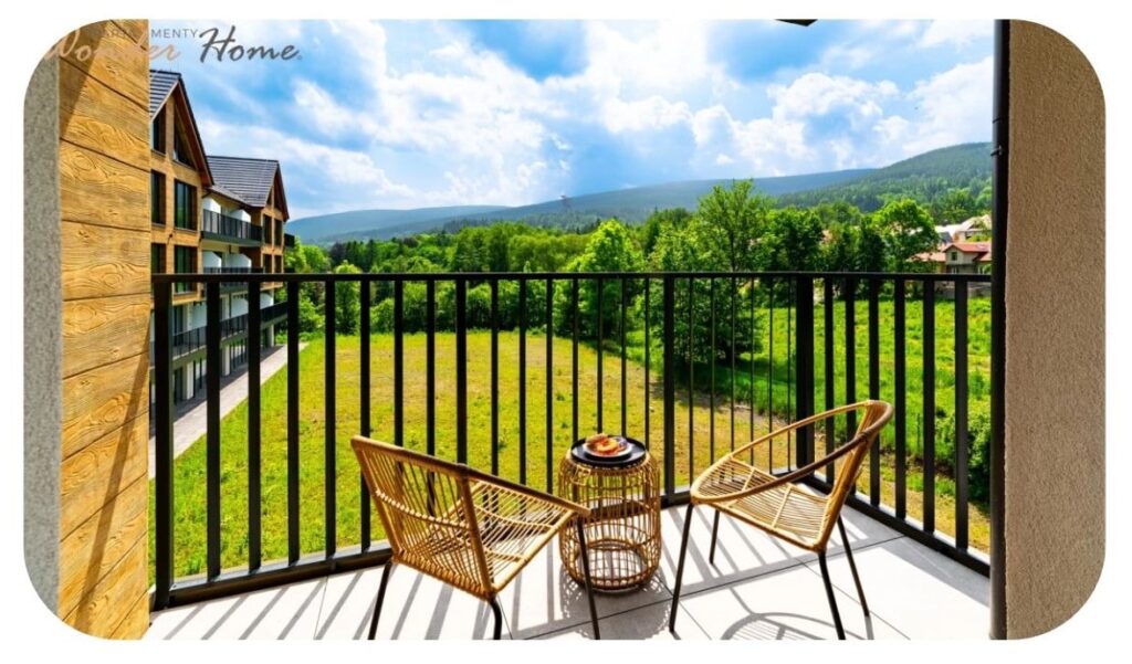 Widok z balkonu z apartamentu przy ulicy Wyszyńskiego w Świeradowie-Zdroju.